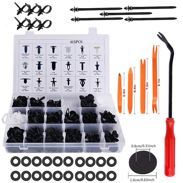 415pcs Car Bumper Retainer Clips & Fasteners Set with Tools – Lantee